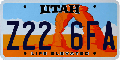 UT license plate Z226FA