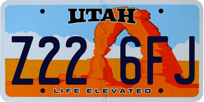 UT license plate Z226FJ