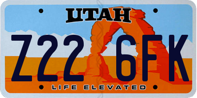 UT license plate Z226FK