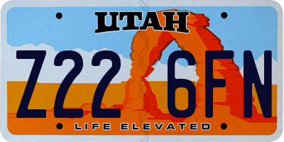 UT license plate Z226FN