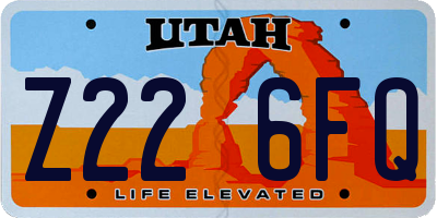 UT license plate Z226FQ