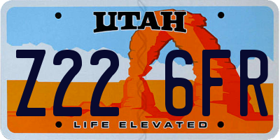 UT license plate Z226FR