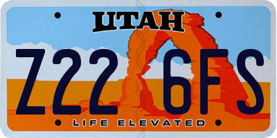UT license plate Z226FS