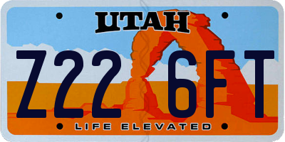 UT license plate Z226FT