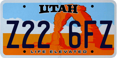 UT license plate Z226FZ