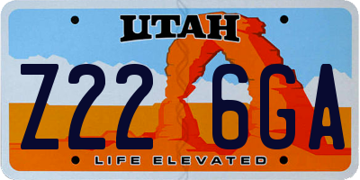 UT license plate Z226GA