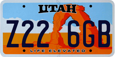 UT license plate Z226GB