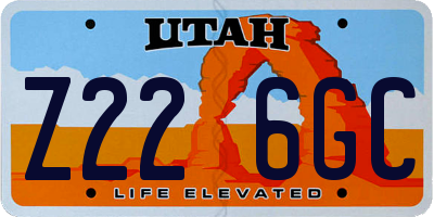 UT license plate Z226GC