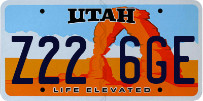 UT license plate Z226GE