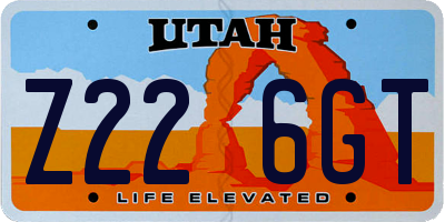 UT license plate Z226GT