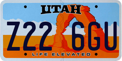 UT license plate Z226GU