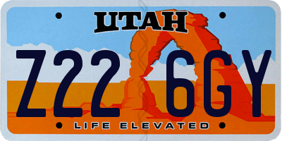 UT license plate Z226GY