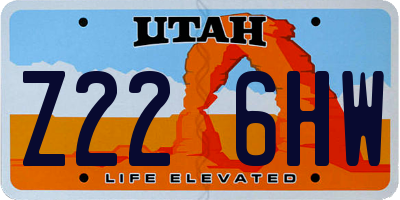 UT license plate Z226HW