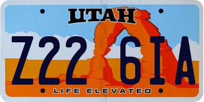UT license plate Z226IA