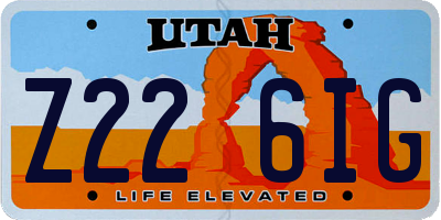 UT license plate Z226IG