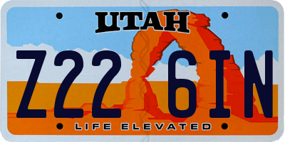 UT license plate Z226IN