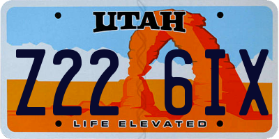 UT license plate Z226IX