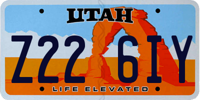 UT license plate Z226IY
