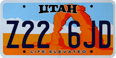 UT license plate Z226JD