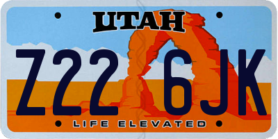 UT license plate Z226JK