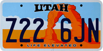 UT license plate Z226JN