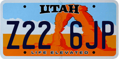 UT license plate Z226JP