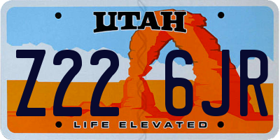 UT license plate Z226JR