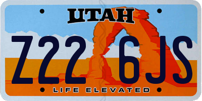 UT license plate Z226JS