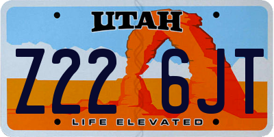 UT license plate Z226JT