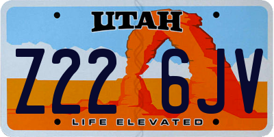 UT license plate Z226JV
