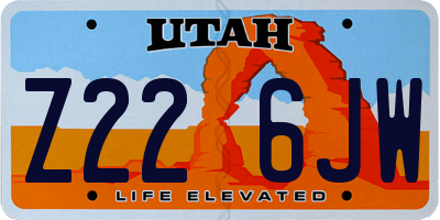 UT license plate Z226JW
