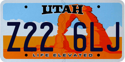 UT license plate Z226LJ