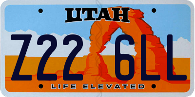 UT license plate Z226LL