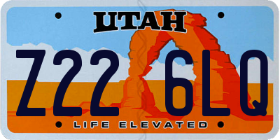 UT license plate Z226LQ