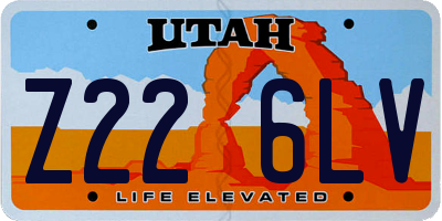 UT license plate Z226LV