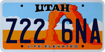 UT license plate Z226NA