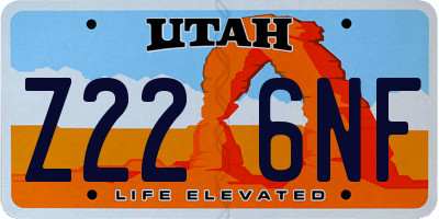 UT license plate Z226NF