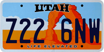 UT license plate Z226NW