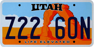 UT license plate Z226ON