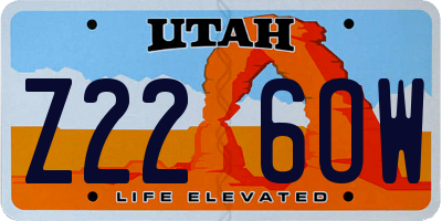 UT license plate Z226OW