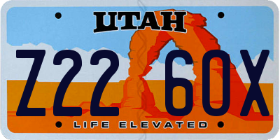 UT license plate Z226OX