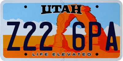 UT license plate Z226PA