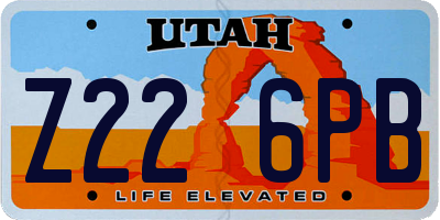 UT license plate Z226PB