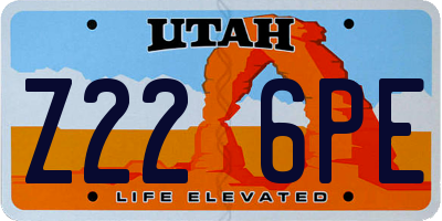 UT license plate Z226PE