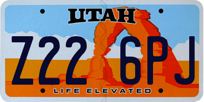 UT license plate Z226PJ