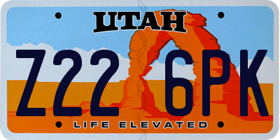 UT license plate Z226PK