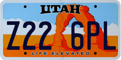 UT license plate Z226PL