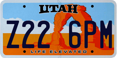 UT license plate Z226PM