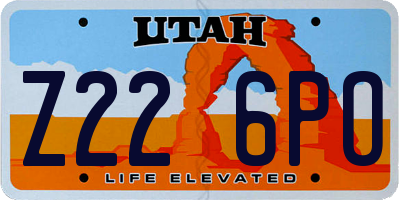UT license plate Z226PO