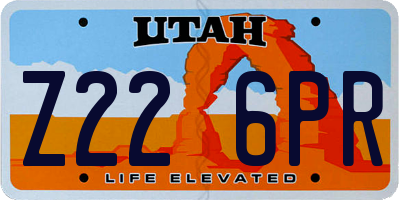 UT license plate Z226PR